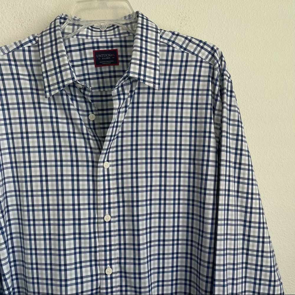 Untuckit Stretch Checkered Button Down Long Sleev… - image 1